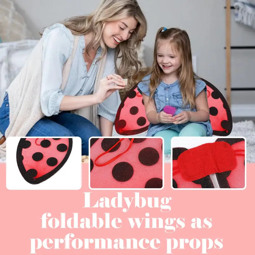 Accessoires d'ailes pliables, accessoires de Costume coccinelle pour enfants, Costumes habillés, fournitures de fête Cosplay pour adultes