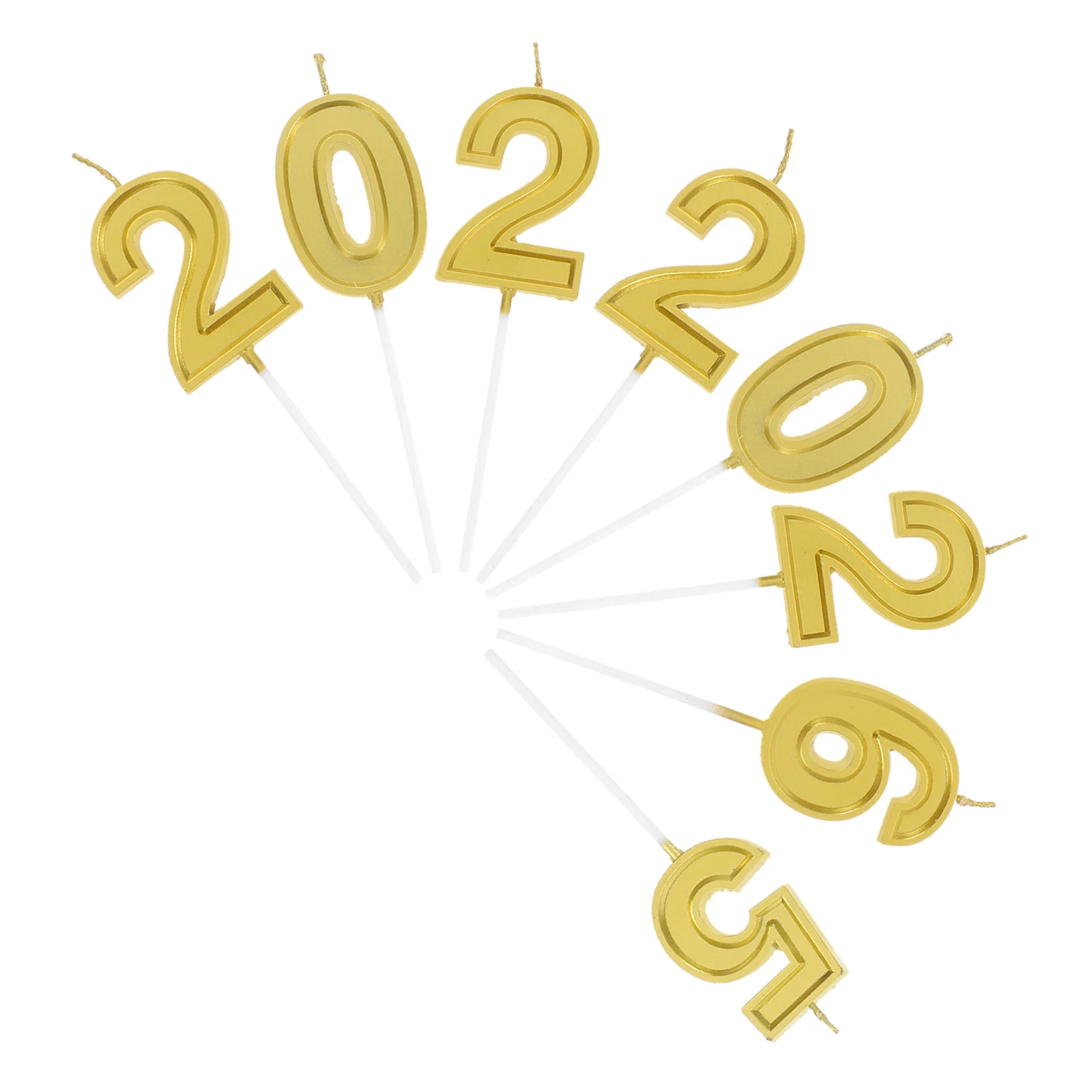 

2Set 2025 2026 New Year Number Candles Cake Toppers Cupcake Picks Festive Holiday Party Decorations Golden Number Candles