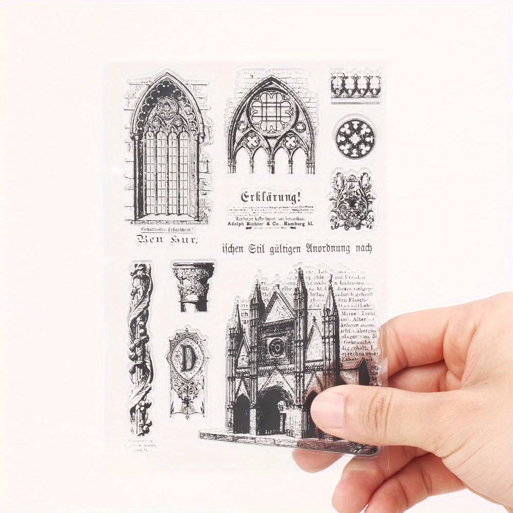 Retro Gothic Architecture Cultures Silicone Clear Stamps for Scrapbooking Supplies Planner Junk Journal Decoration Rubber Stamp