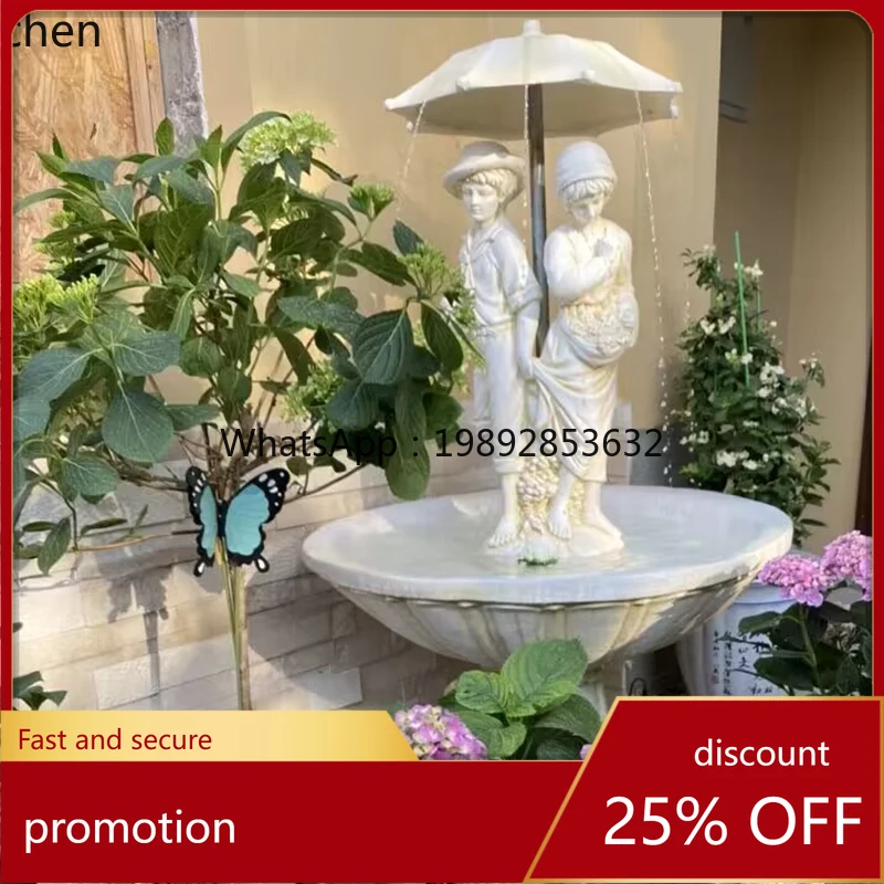 HXL Sculpture Flowing Water Fountain Villa Garden Courtyard Decoration Ornament