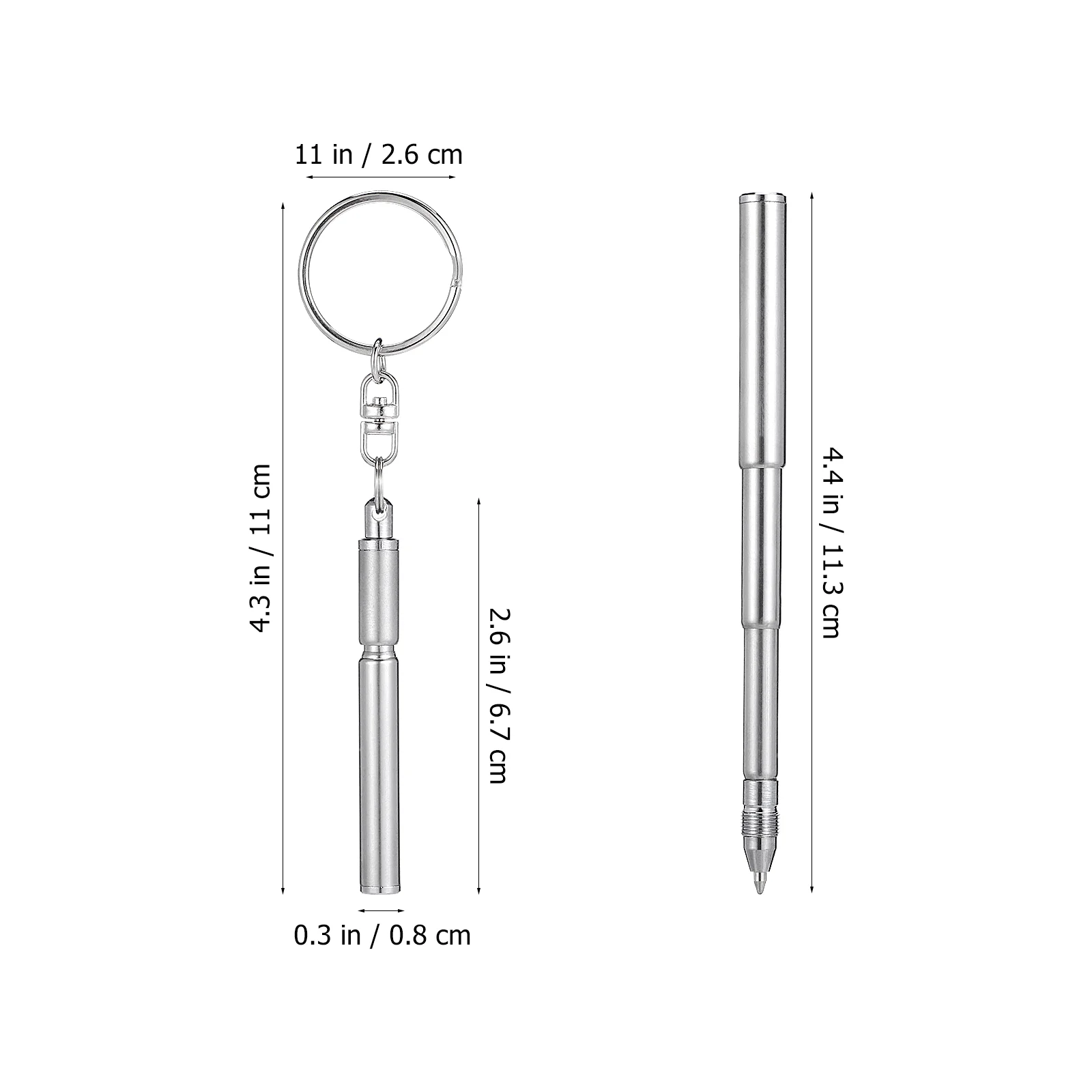 Imagem -02 - Chaveiro em Forma de Caneta Retrátil Mini Chaveiro de Metal Portátil Aço Inoxidável Telescópico Caneta Esferográfica Ferramentas Chaveiro