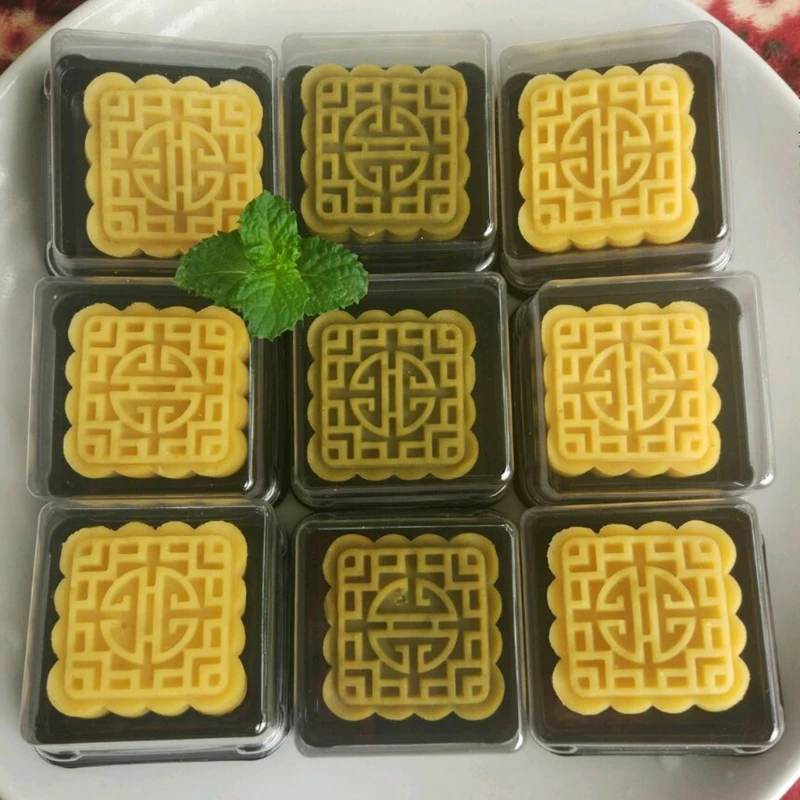 50g Mooncake Mold 6 Square Flower Stamps Cookie Cutter Hand Press Green Bean Cake Pastry Mould DIY Bakeware Dropship