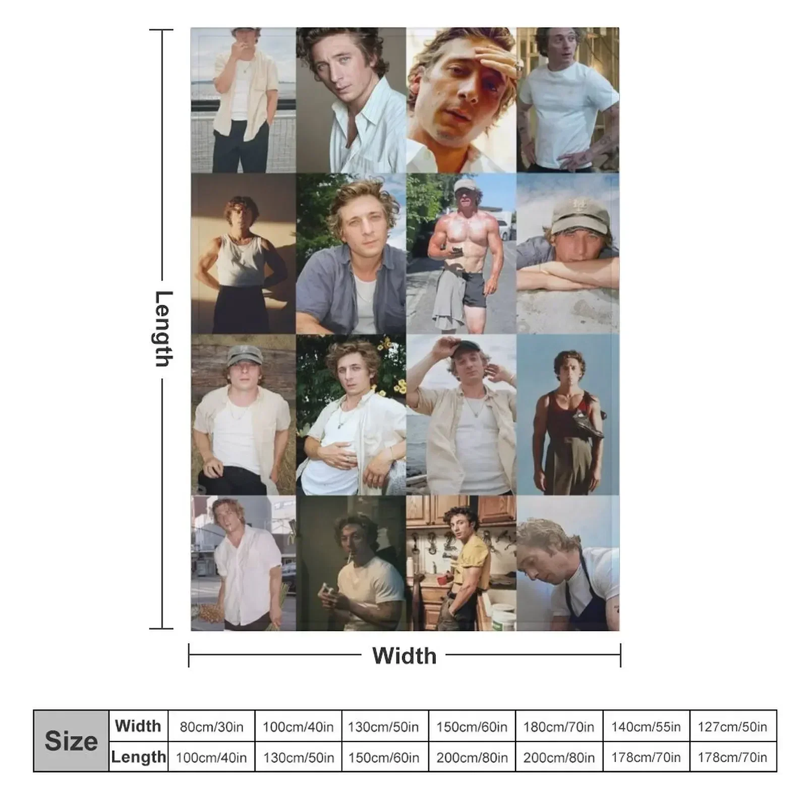 Jeremy Allen White Throw Blanket couch cozy soft plush fuzzy picnic outdoor blanket