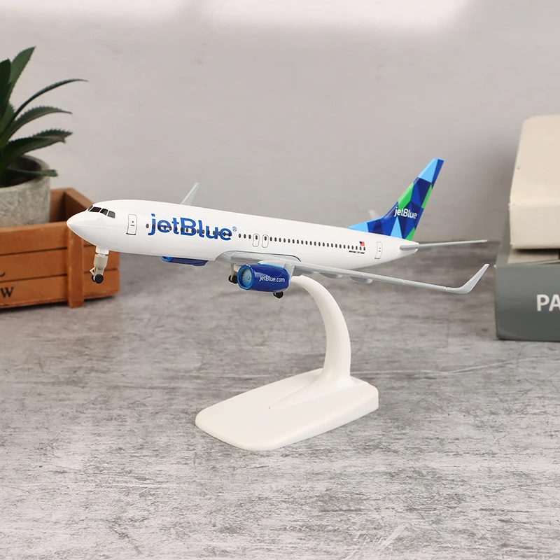 20 cm Legierung Metall USA Air JET BLUE JetBlue Airlines Boeing 737 B737 Flugzeug Flugzeug W Fahrwerke Airways Druckguss Flugzeug Modell