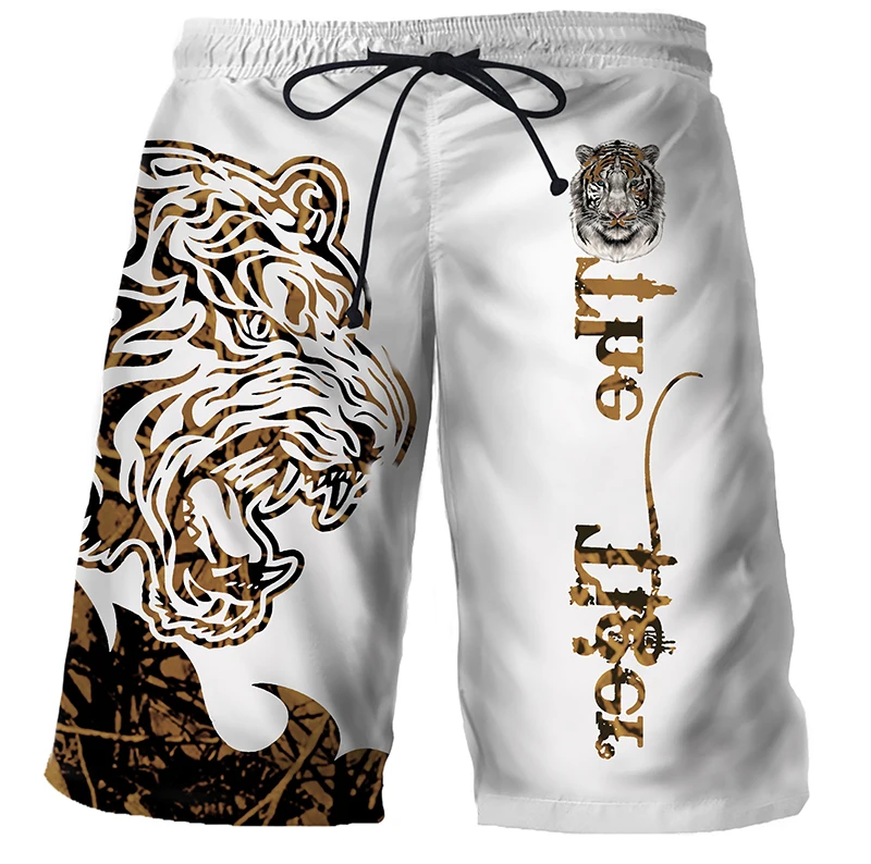 Traje de baño de secado rápido para hombre y niño, bañador deportivo con diseño de Tigre, León y Lobo, pantalones cortos cómodos para tabla de Surf