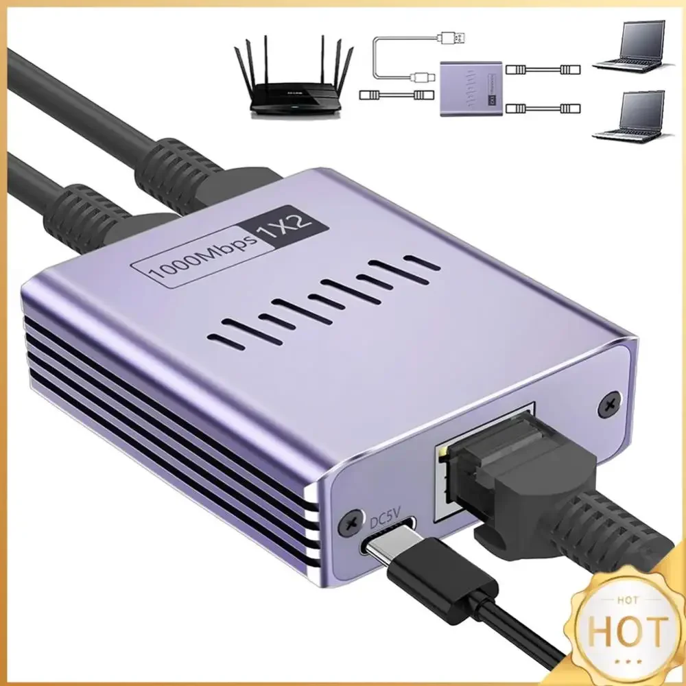 

Gigabit Ethernet Splitter 1 To 2/3/4 RJ45 Internet Network Splitter 1000Mbps Type-c Power Cable for Cat8/7/6/5e/5 Cable
