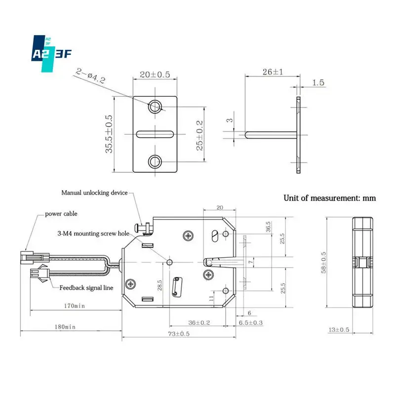 

A23F-Small 12V 1.5A Electronic Lock Latch Release Assembly Electromagnetic Control Metal Safety Magnetic Lock