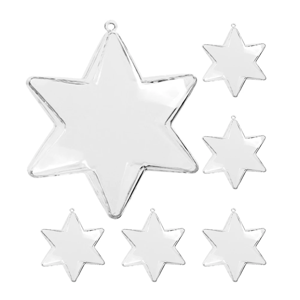 

6pcs Hexagonal Star Decorative Clear Balls Fillable naments for Wedding Party Holiday Craft DIY Acrylic Plastic Baubles