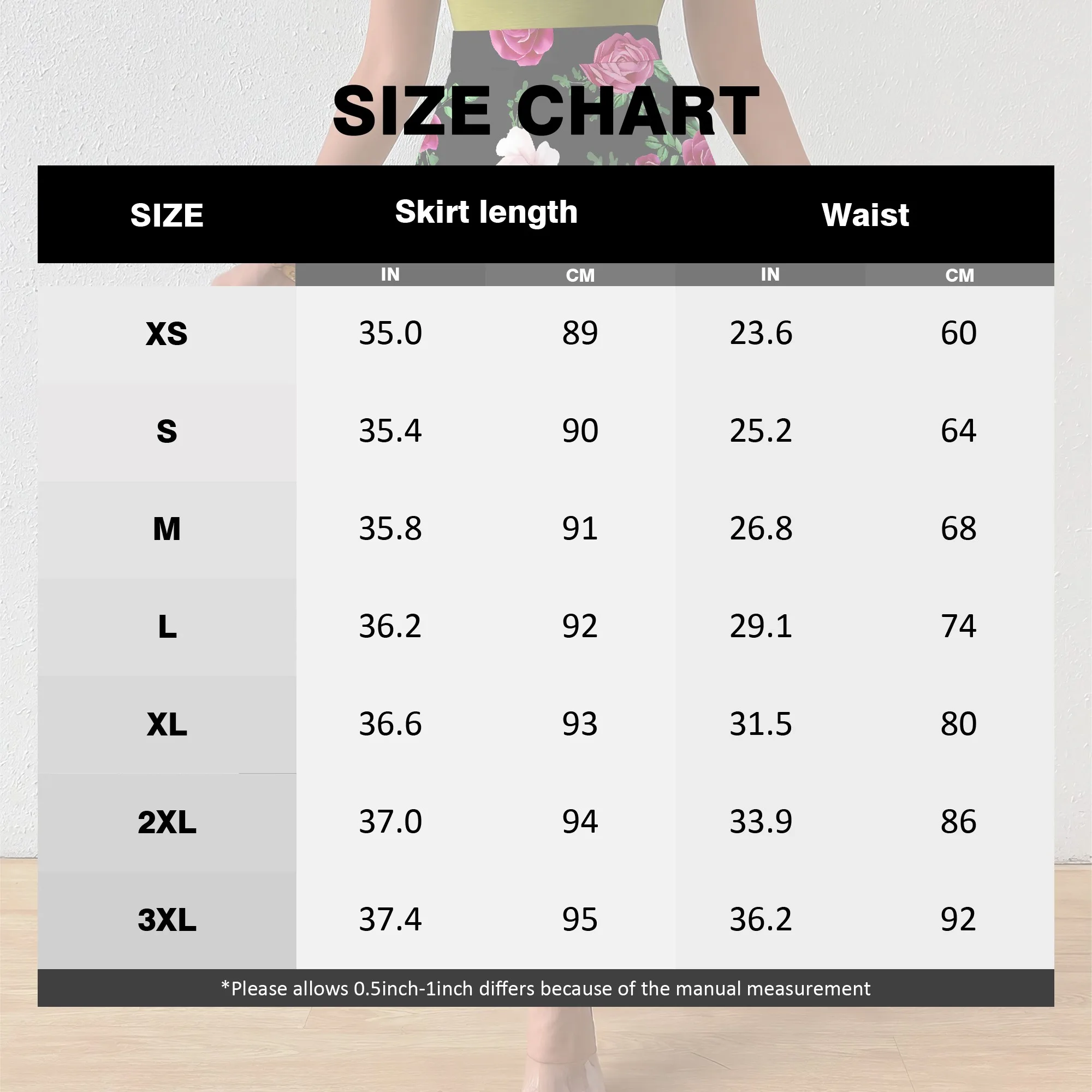 Spódnica Nupusa z nadrukiem róż dla kobiet, rozmiar regularny, letnia, codzienna spódnica midi z wysokim stanem