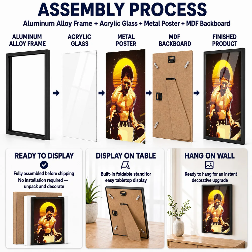 Naoya Inoue Framed Aluminum Metal Poster Customized Photo Dynamic Boxing Legend Style Wall Art For Home Gym Champion Fan Gift