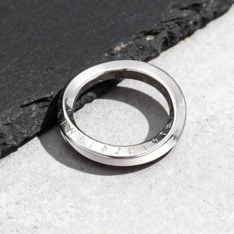 Viking Rune Mobius Ring for Men Stainless Steel Ring Party Jeweley