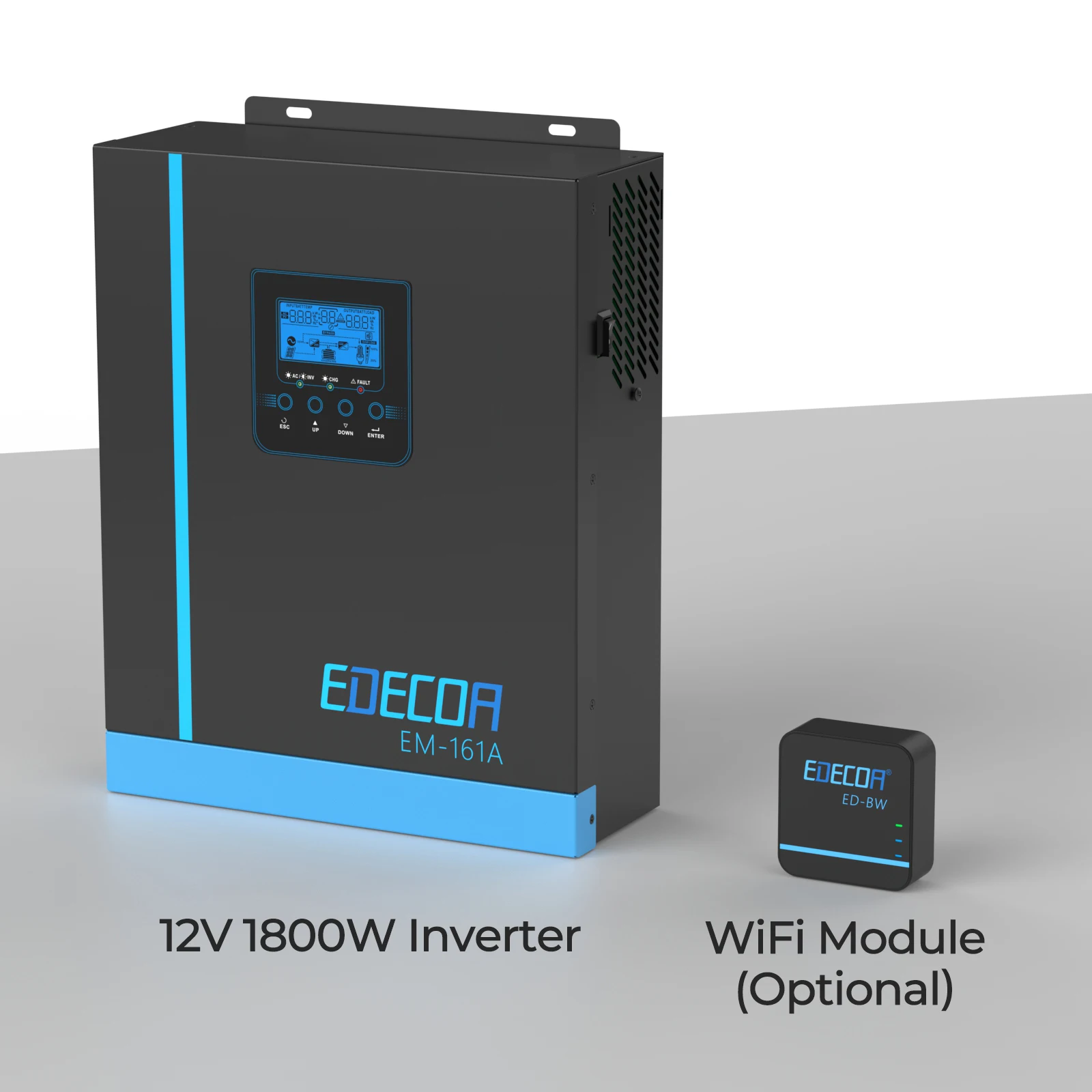 EDECOA 1800W Solar Hybrid Inverter 12V to 220V 230V Off Grid Pure Sine Wave Inverter 1.8KW 2.2KVA
