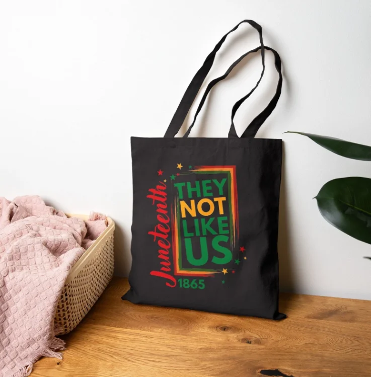 Versatile Canvas Bag Juneteenth They Not Like Us Handbag Handbag Aesthetic Celebration Reusable Shopping Handbag Minimalist