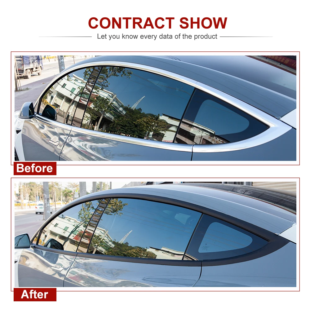 Car Window Frame Sticker for Tesla Model 3 Exterior Decoration Accessories PVC Door Handle Black Protector Trim Strips 2017-2020