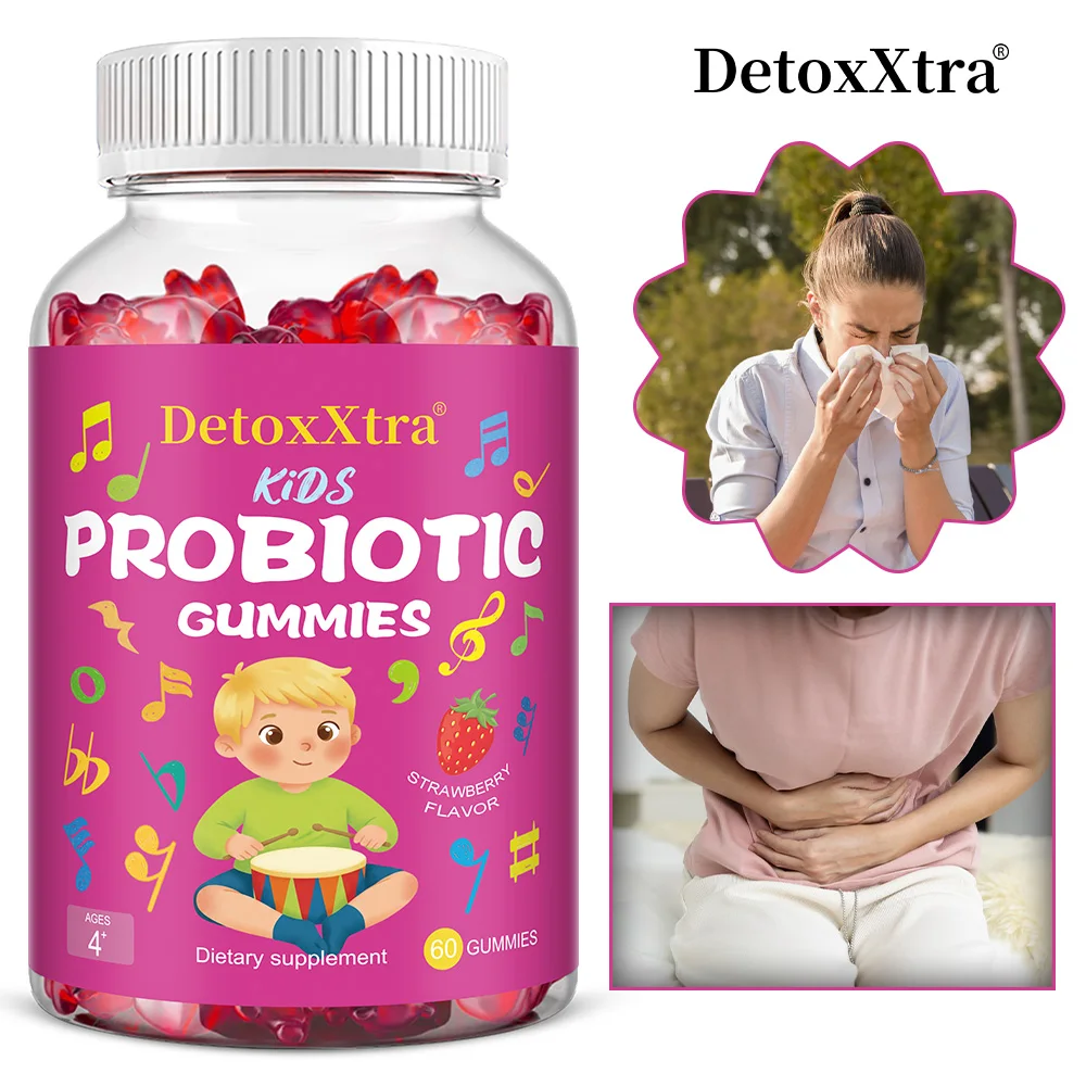 

Kids Probiotic Gummies - Promotes Digestive Health, Gut Health, Relieves Constipation, Boosts Immunity, Non-GMO, Gluten Free