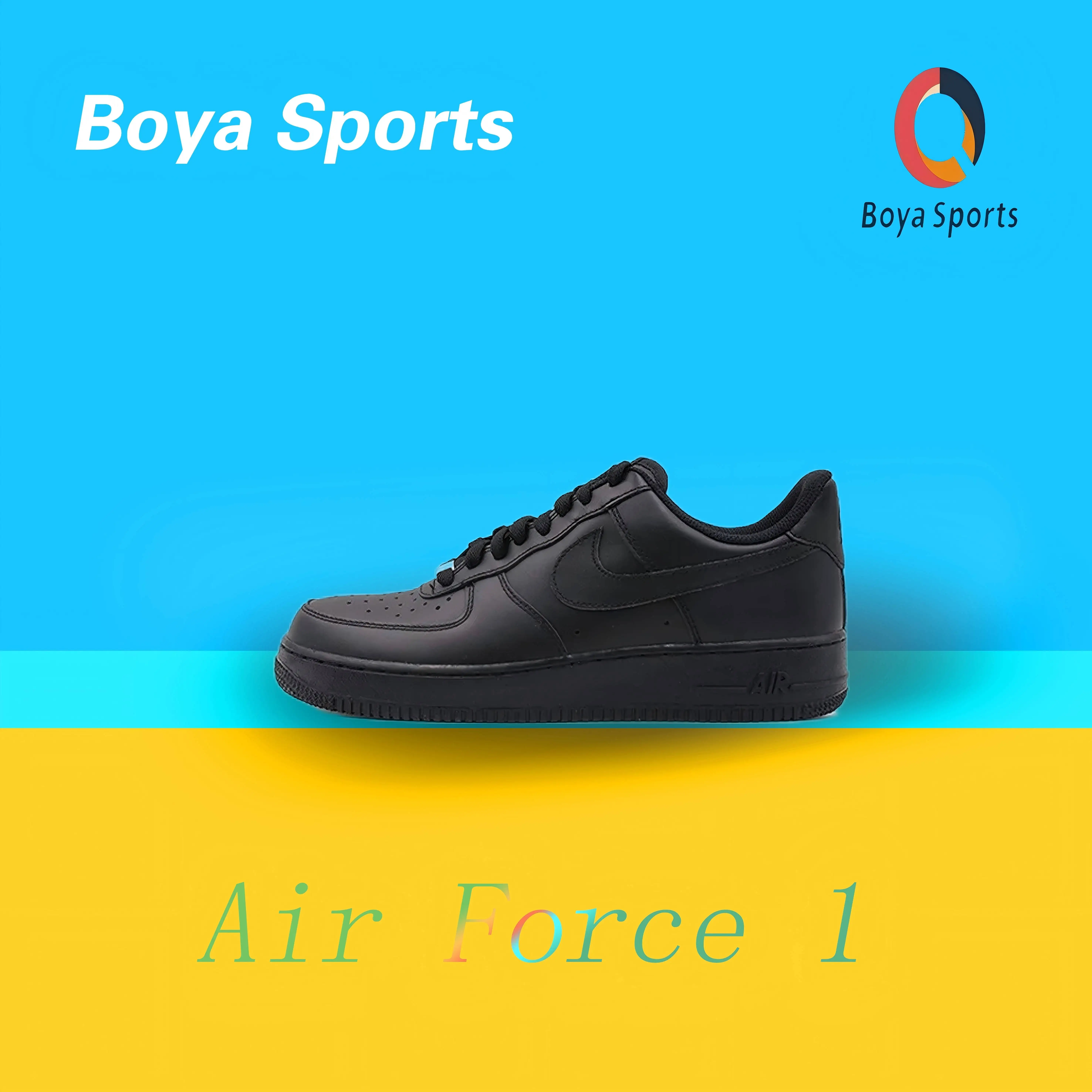 Nike Air Force 1 Comfortable and versatile non-slip wear-resistant Black Knight low-top board shoes black