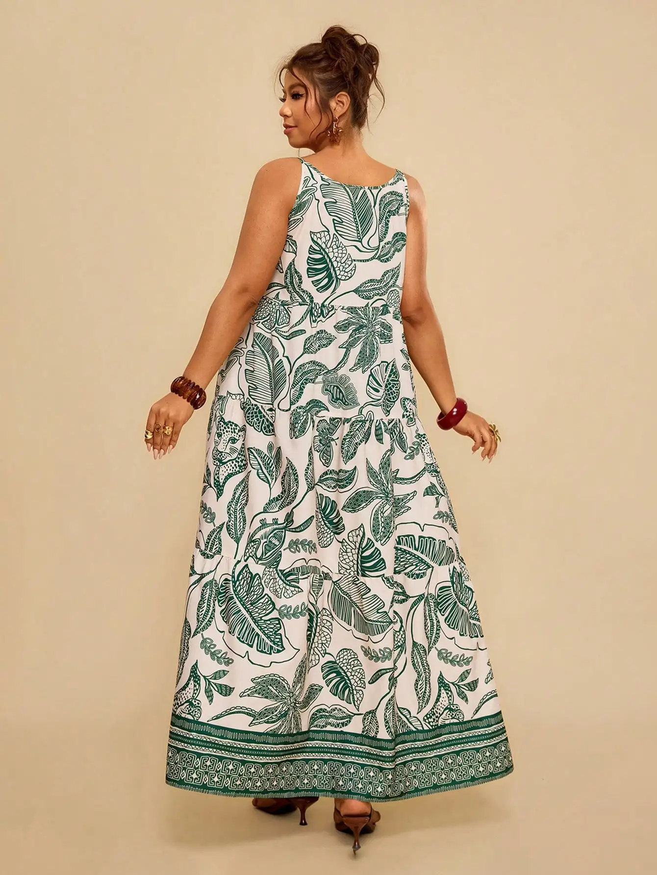 

Платье макси с цветочным принтом больших размеров для женщин, летний повседневный сарафан