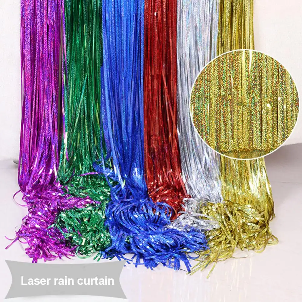 Event Party Streamer Glitter Tinsel Foil Fringe Curtain Backdrop Birthday Wedding Hawaii Party Decor