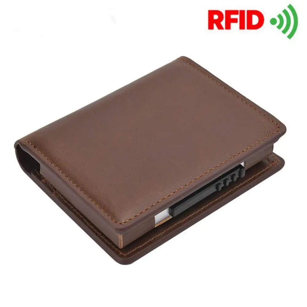 تتفاعل مكافحة سرقة الرجال محفظة صغيرة بولي Leather الجلود مقاوم للماء بولي Card حافظة للبطاقات بلون متعدد فتحة الأعمال حقيبة صغيرة الرجال