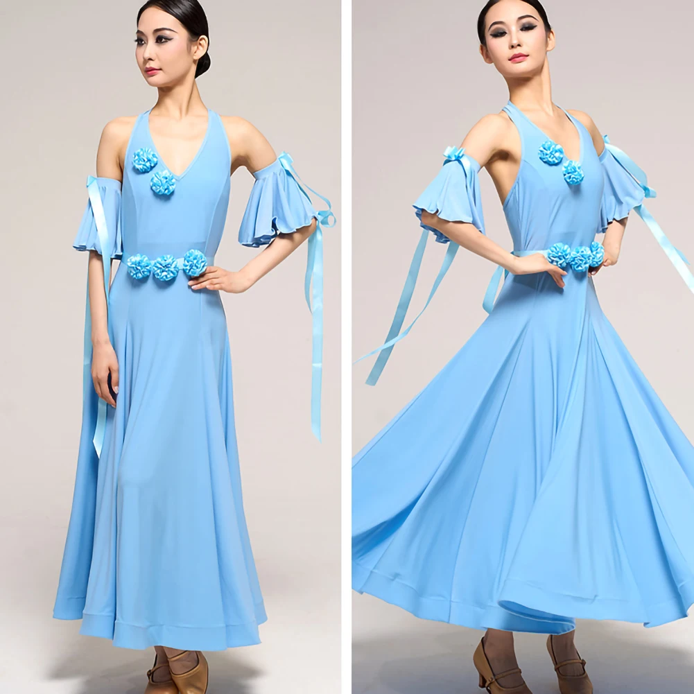 Ballroomdansjurk Wals Oefen Tango Zwart Mouwloos Moderne Danswedstrijd Jurk Kampioenschap Citroengroen V-hals