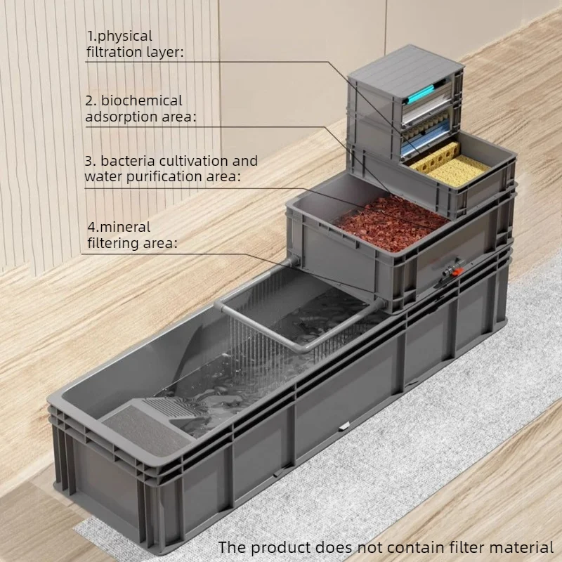 Turtle Feeding Tank Ecological Large Capacity Turtles Fish Aquarium Circulation Filtration Turtle Terrarium Turtles Habitat