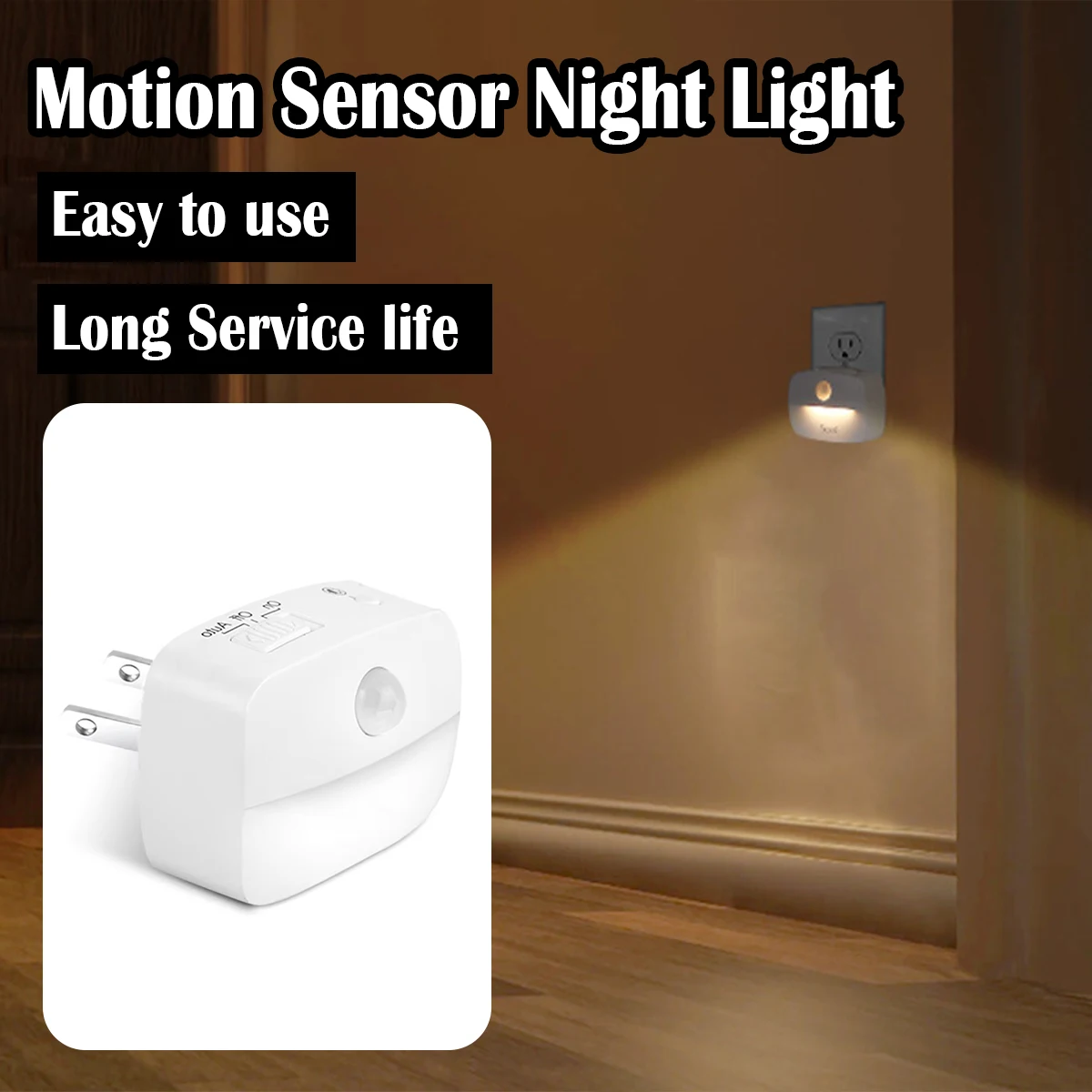 Portable Led Night Light Motion Sensor Lamp Bedroom Nightlight Us-plug Sleep Small Automatic-stairs Mini Night-light Automatic