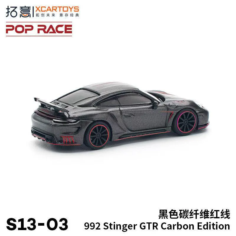 POPRACE Tuoyi 1/64 Porsche 992 GTR Supercar Coleção Ornamento Edição de Fibra de Carbono Modelo de Liga de Corrida