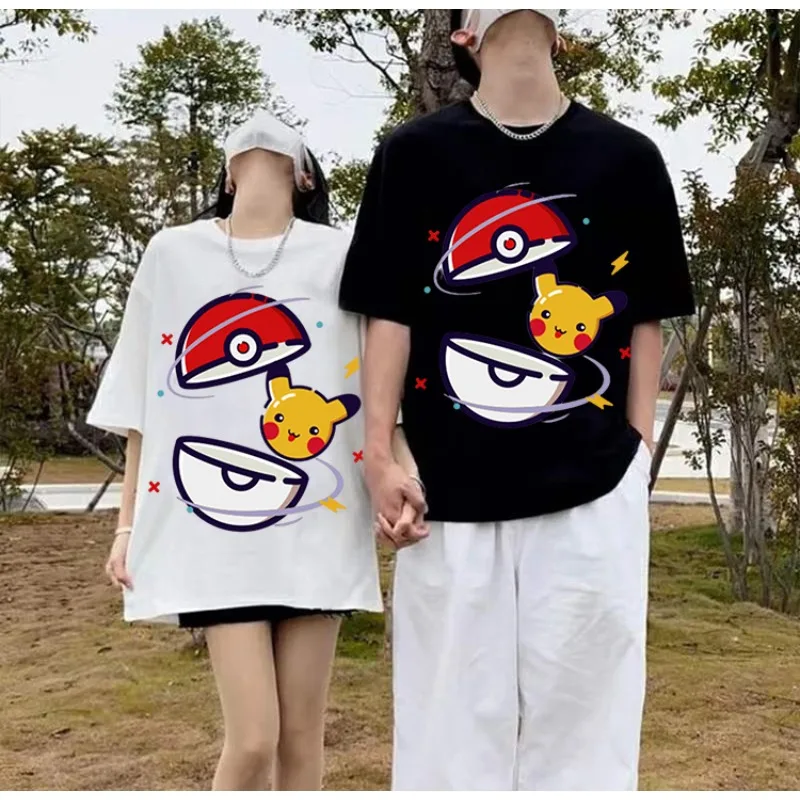 

Футболка с принтом Pokémon Ditto для мужчин и женщин, летняя Y2K Harajuku, свободный повседневный универсальный топ с короткими рукавами, уличная модная пара