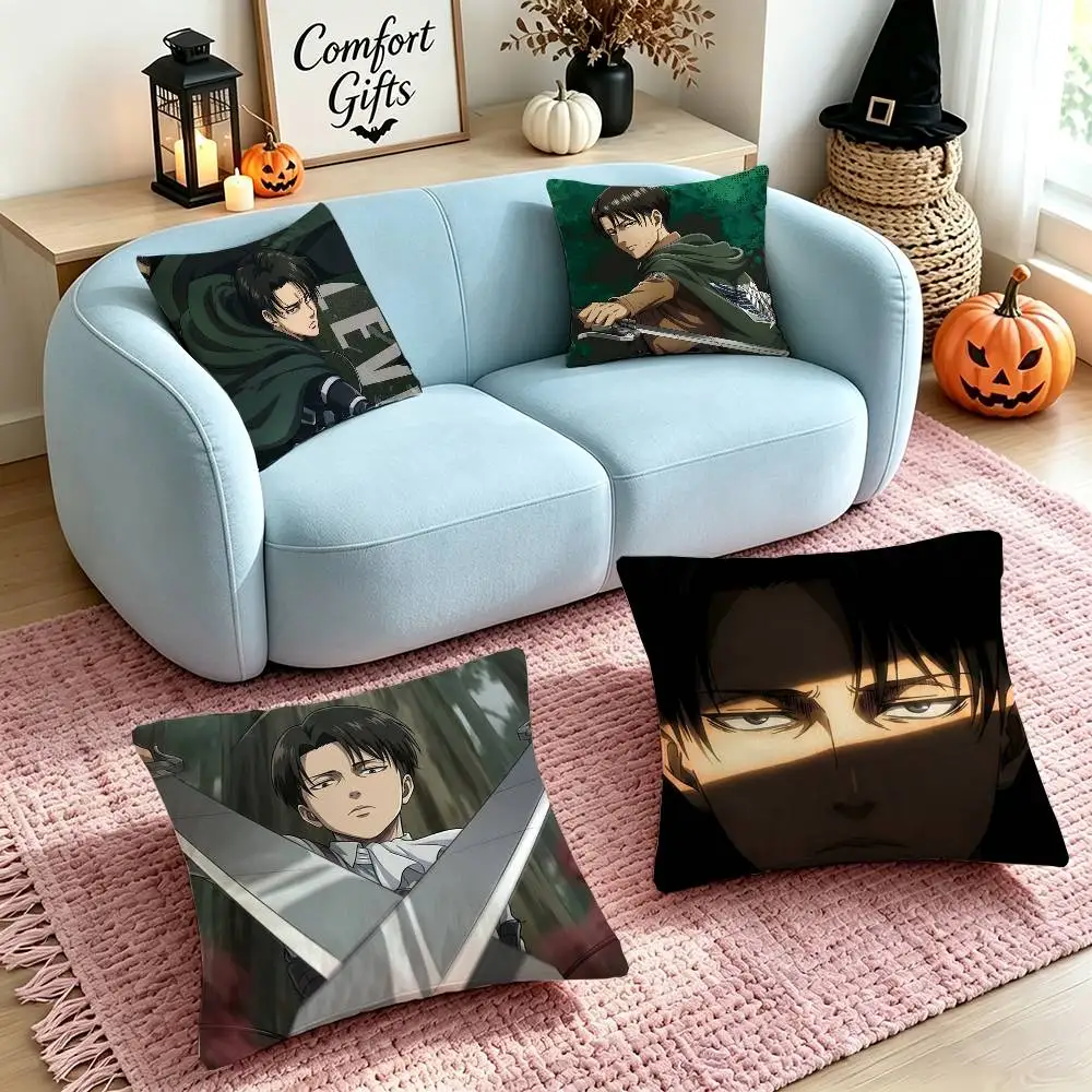 Anime Attack On Titan Levi Ackerman  Pillow Case Square Double-Sided Sofa Cushion Cover Bedroom Bedside Pillow