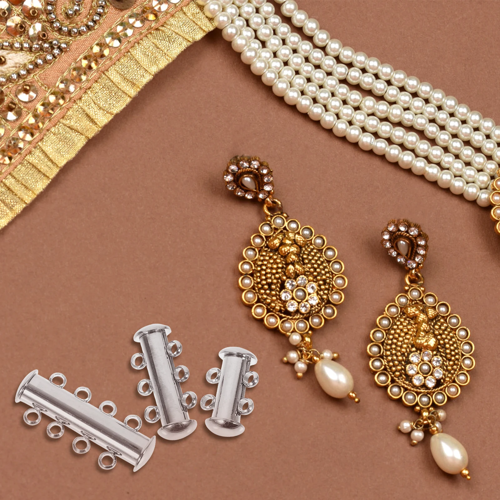 

3pcs Premium Metal Clasp Jewelry Bracelet Necklace Connector Pearl Bracelet Buckle Layering Clasps Repairing Clasp Sturdy