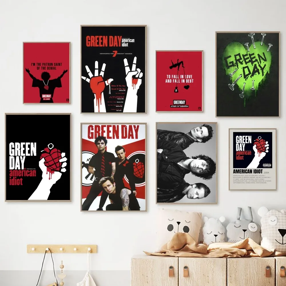 ROCK G-Green-Day Poster Posters Kraft Paper Vintage Poster Wall Art Painting Study Aesthetic Art Small Size Wall Stickers