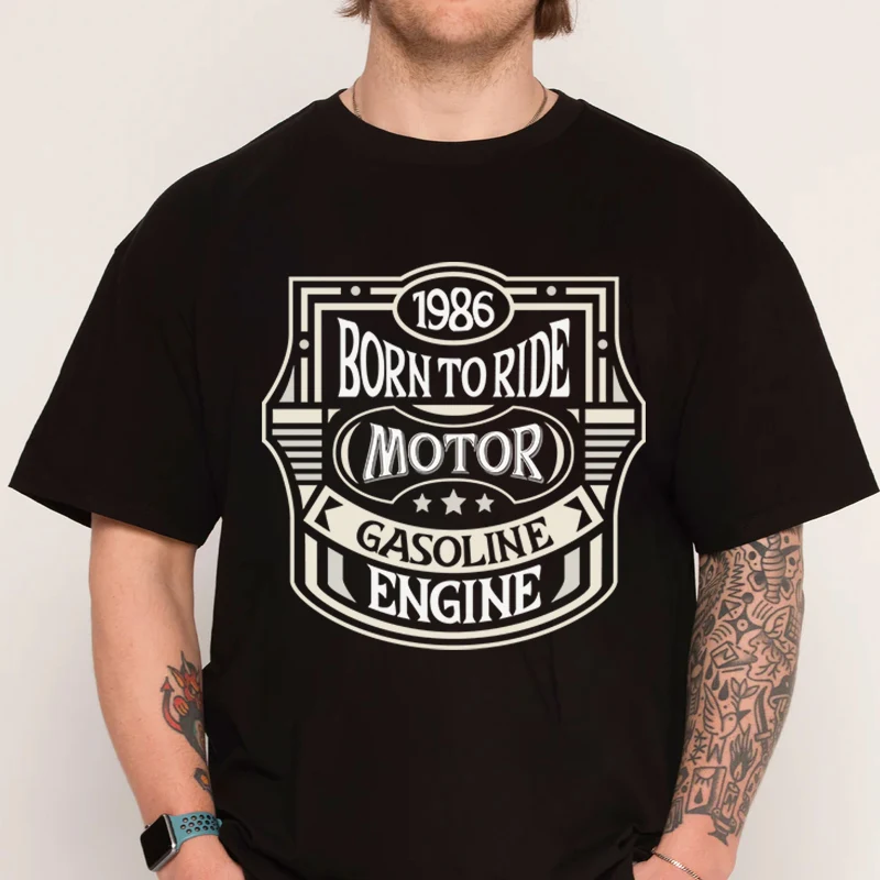 

Vintage Motorcycle Label Design 100% Cotton Men Shirt Casual Short Sleeve Clothing O-neck Top Tees