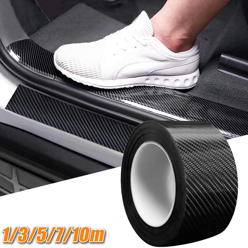 Universal Car Doors Edge Guards Door Sill Protection Strip 5D Carbon Fiber Cars Stickers Bumper Hood Sticker  Fit for Most Auto