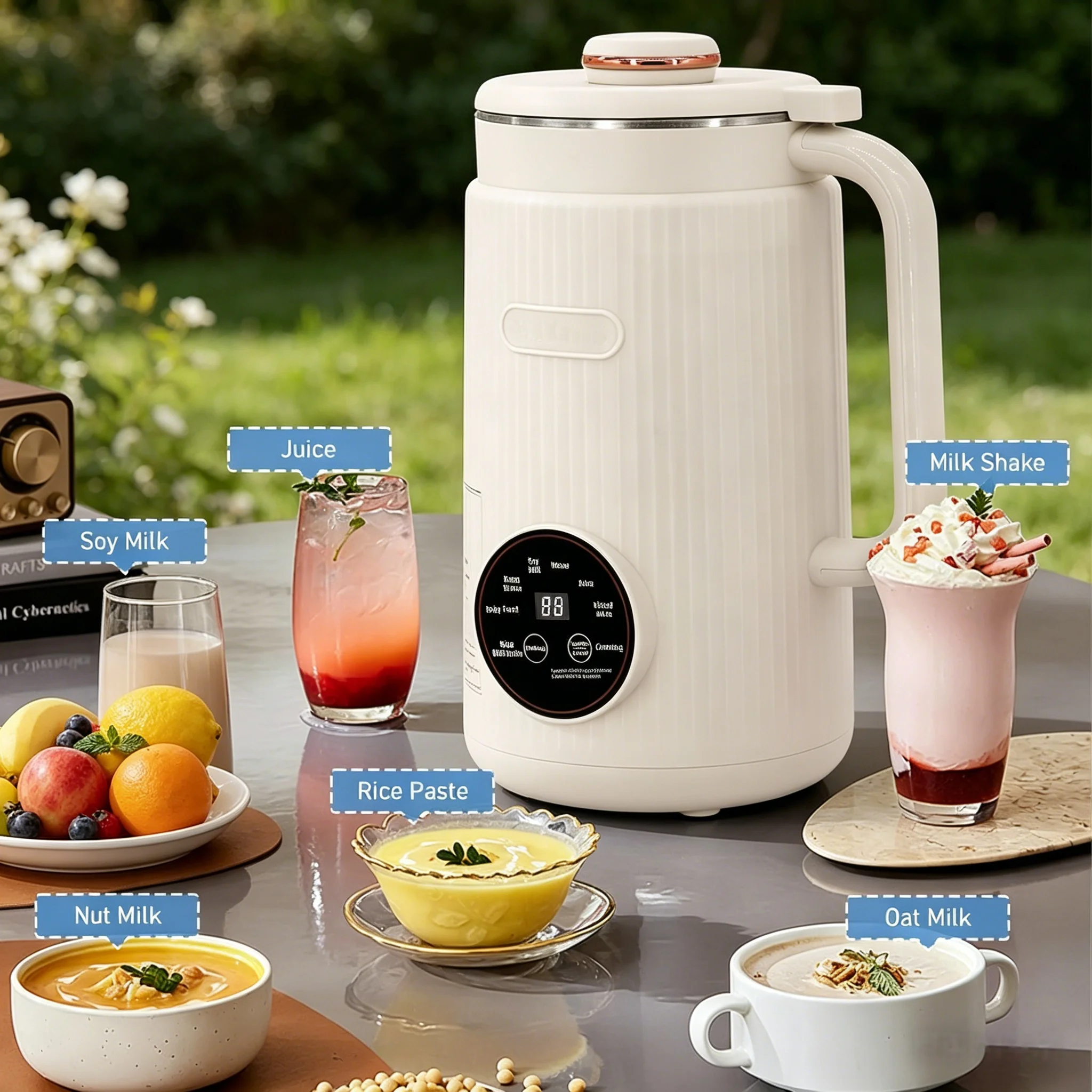 8-in-1 Multifunctional Automatic Nut Milk Machine&Coffee Maker, 40oz Auto Self-Cleaning Delay Start, Keep Warm Boil