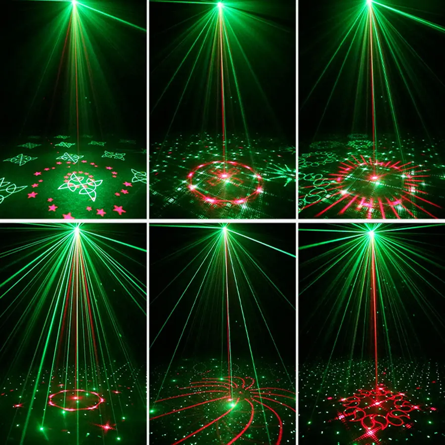 YSHR10 R&G Effect DJ Disco Light 60 Patterns Laser Projector Flash Bar Dance Bedroom Birthday Party Christmas Decoration Lamp