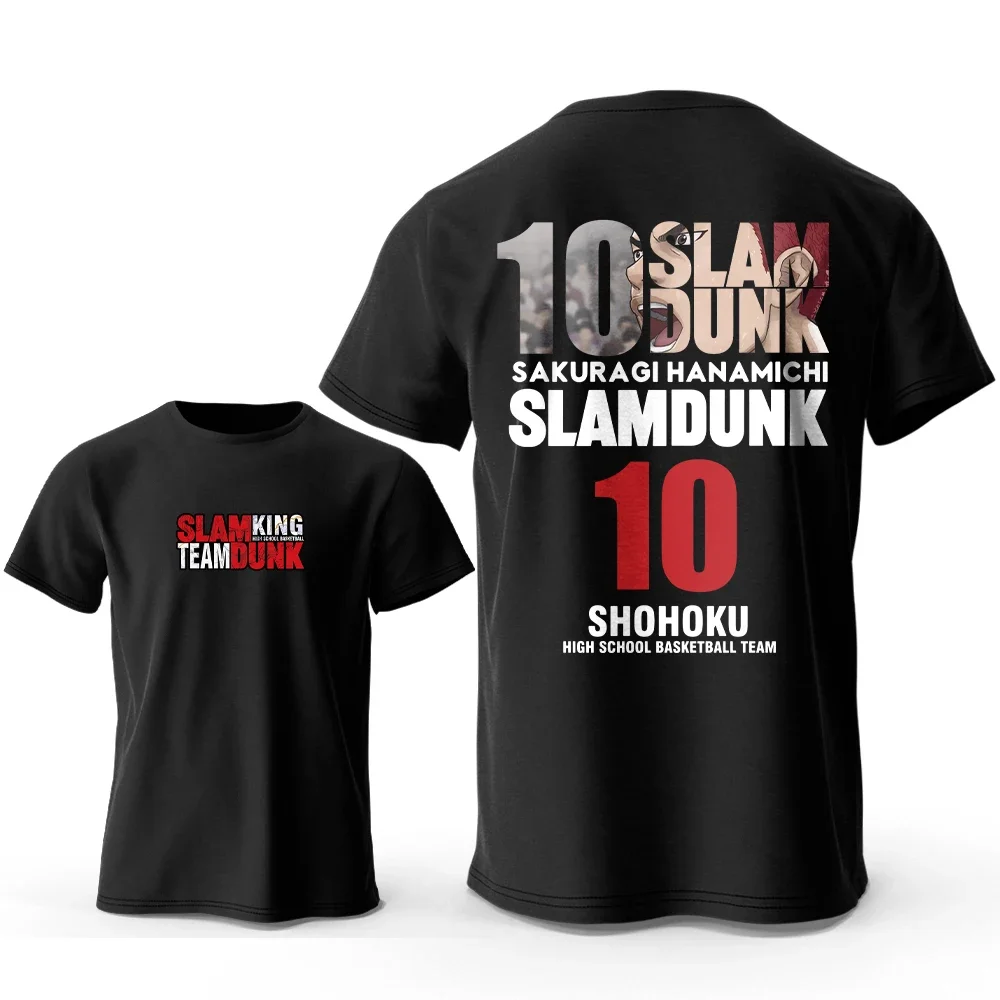 Anime Slam Dunk Printed 100% Pure Cotton Classic Men's and Women's T-shirts with Dunk Master Elements for Street Leisure