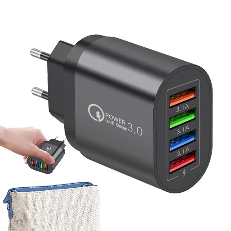 Fast Charger Block Four-Port Plug Travel Adapter Plug Adapter Cube Cell Phone Charger Brick Charging Cube Head Charger Brick For