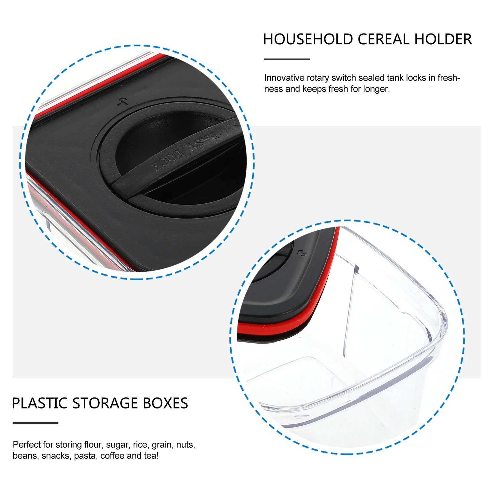 

Airtight Food Container Plastic Cereal Holder Rotary Switch Lid Household Dried Fruit Storage Box Seal Tank For Flour Sugar Rice