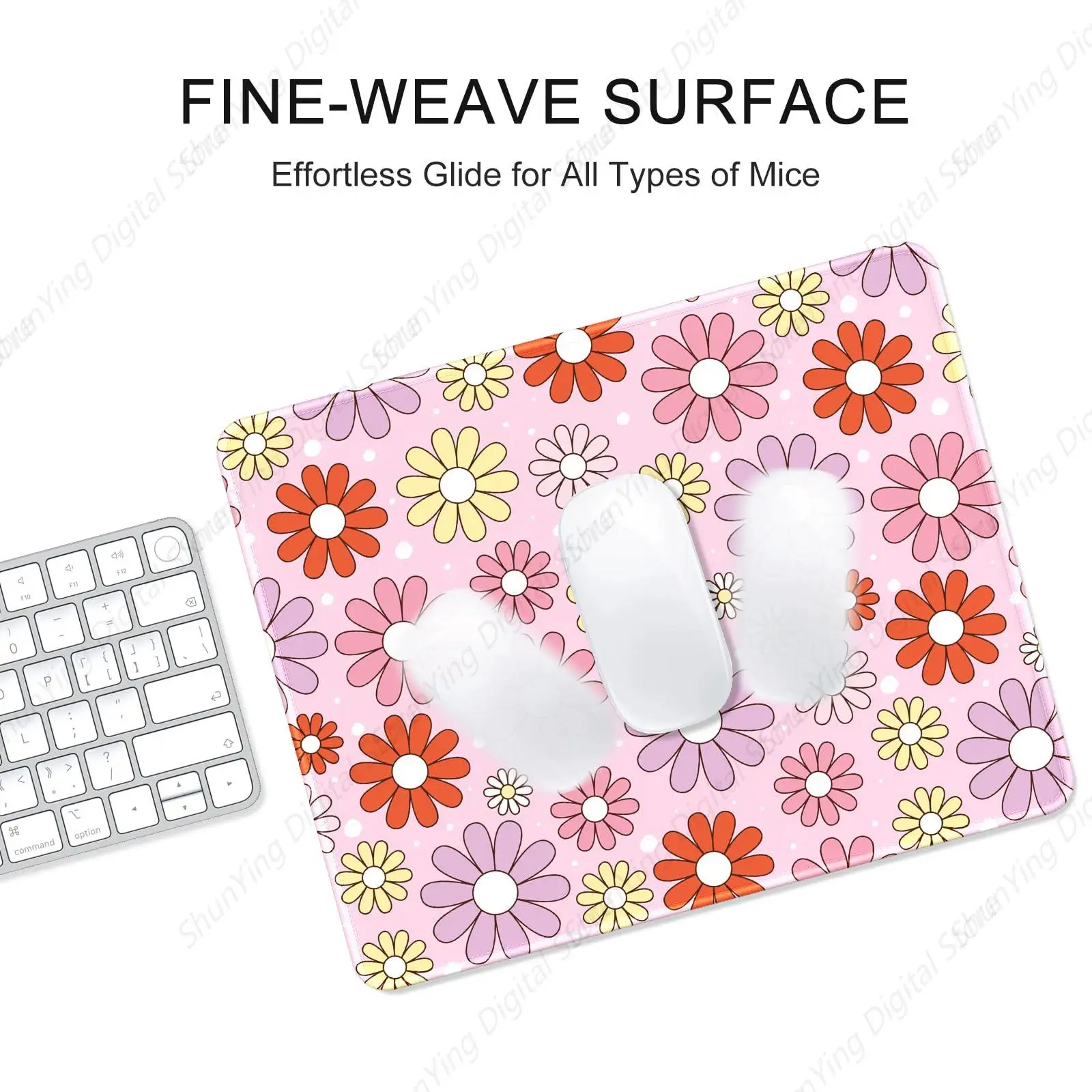 Red And Pink Flower Pattern Square Mouse Pad Anti Slip And Durable Rubber Mouse Pad Suitable For Gaming Work And Office Use