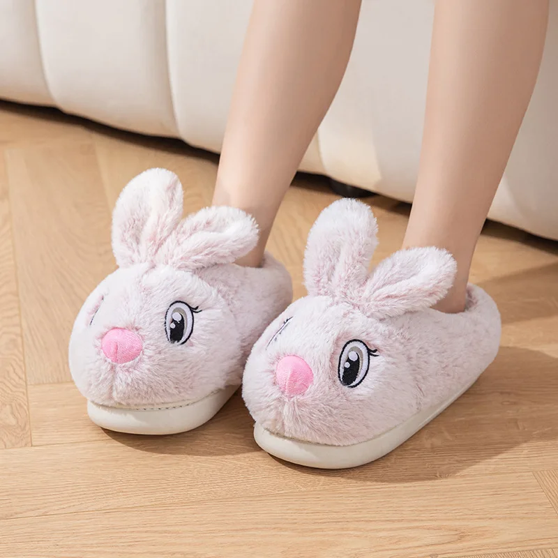 

Winter Slippers Women Cartoon Rabbit Cute Furry Shoes Plush Warm Thick Soled Home Cotton Shoes Woman Non-Slip Funny Slippers