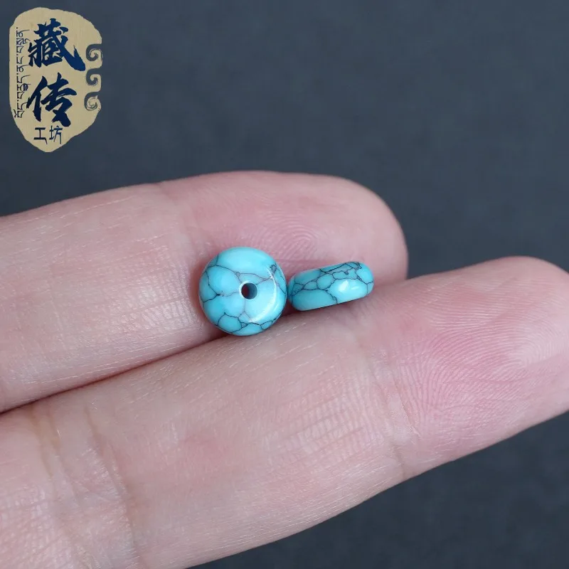 Tibetan Turquoise Iron Line Pattern Rounded Spacer Beads Charms For Wenwan Bracelet DIY Jewelry Making Accessory Gift Women Men