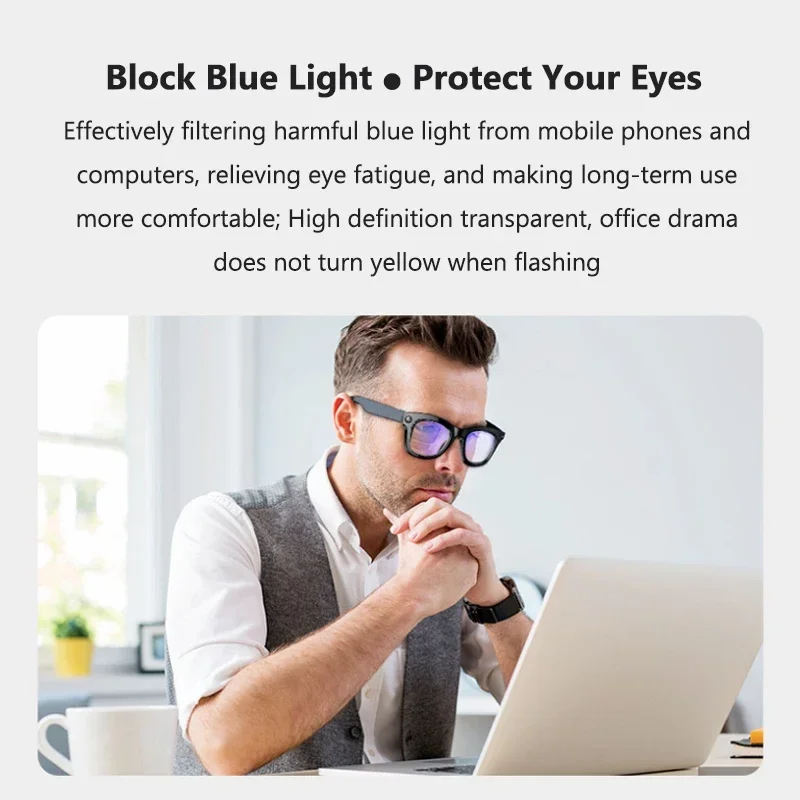 Smart Bluetooth Glasses HD 1080P Call Music Remote Control Camera AI Smart Bluetooth Sunglasses Ride Sports Waterproof Camcorder