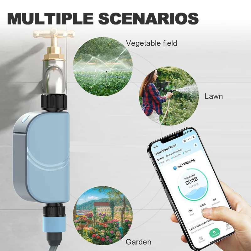 

Smart Garden Sprinkler Timer WiFi Remote Water Timer Tuya Irrigation Watering System Waterproof IP65 Automatic Controller