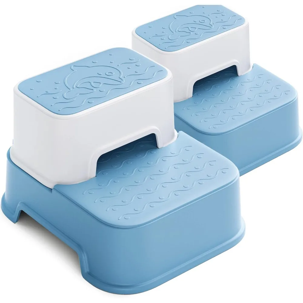 

Toddler Step Stool for Bathroom,Kids Step Stool for Potty Training,Toilet Stool, Slip Resistant (Blue, 2)
