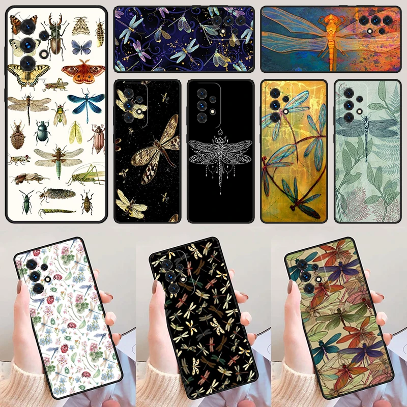 Dragonfly Insect Pattern For Samsung Galaxy A52 A72 A73 A20e A21S A50 A70 A11 A12 A42 A31 A40 A51 A71 A32 A80 A91 Phone Case