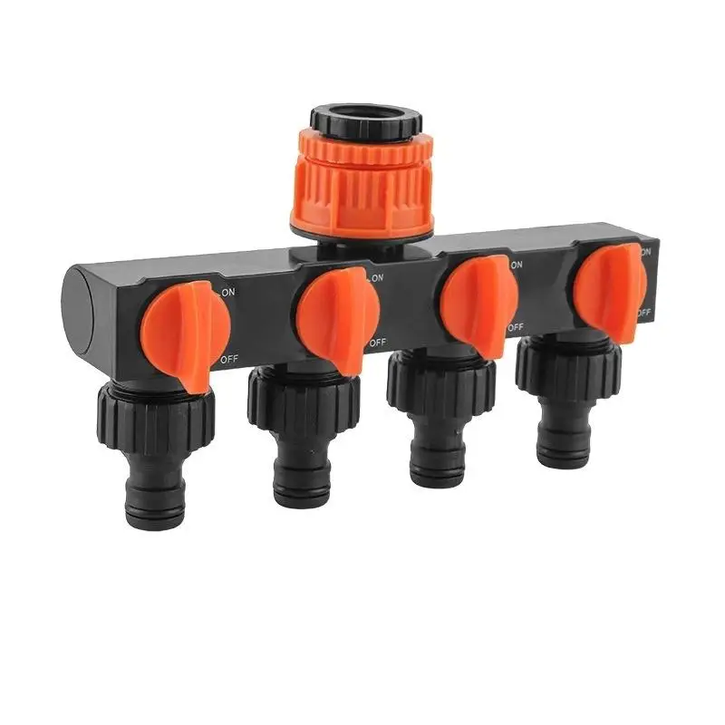 New Drip Irrigation 4-Way Garden Tap Water Splitter Water Pipe 4 Way Splitter Irrigation Valve Quick Connector Female