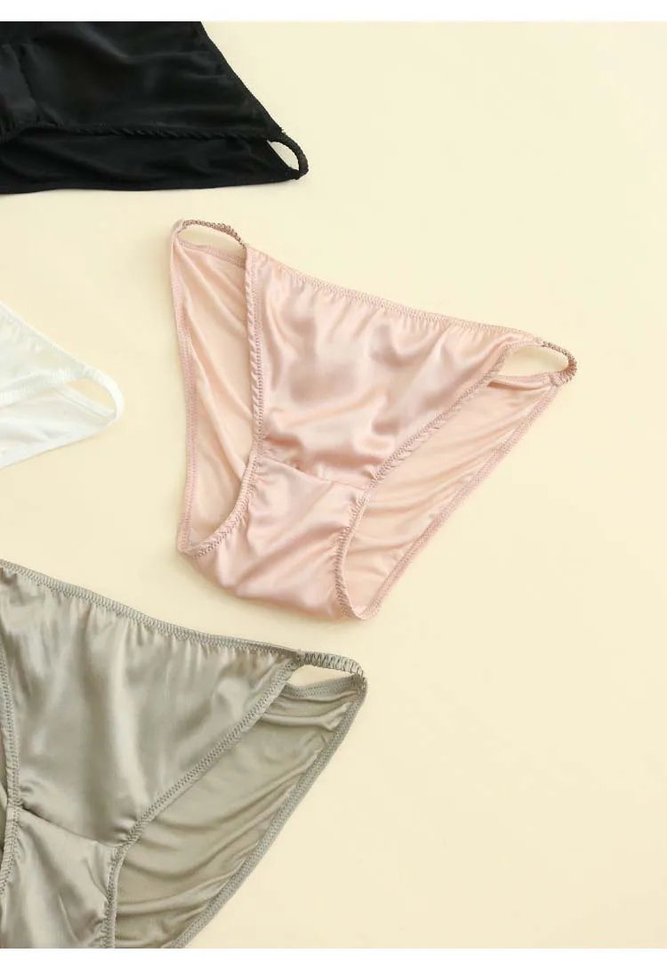 Slip taille basse confortable et respirant en soie de mûrier pour femme, slip de luxe léger, soyeux, très extensible, printemps et été