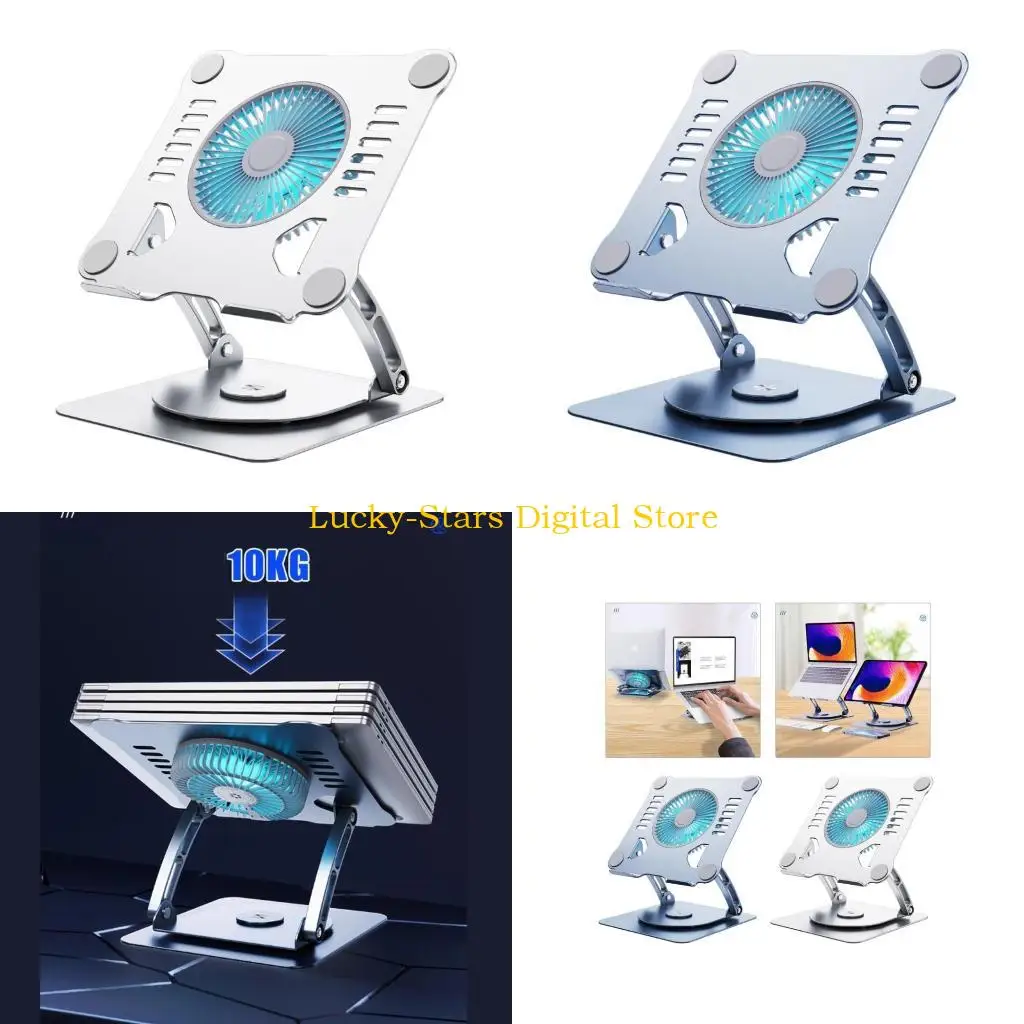 

T3EE Laptop Stand Notebook Holder Ergonomic Tablet Pc Computer Bracket Rotating Folding with Cooler Fan Portable Aluminum