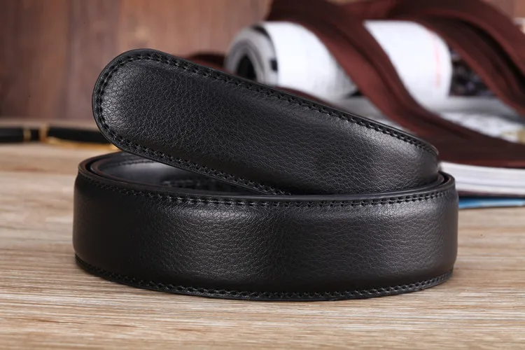 Herren-Gürtel mit 3,5 cm breitem, automatischem Verschluss, Gürtel ohne Schnalle, hochwertiger Gürtel aus PU-Leder für Herren, Jeansgürtel, breit. – Detail 4