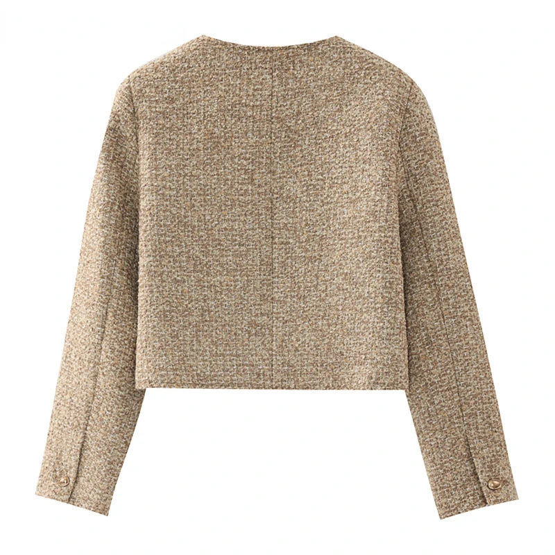 Imagem -02 - Cabolsa Feminino de Tweed High-end Cabolsa com Gola o Manga Longa Outwear Curto Fragrância Pequena Cabolsas Elegantes Top Francês Novo para Primavera e Outono